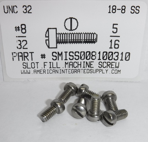 #8-32X5/16 FILLISTER HEAD SLOTTED MACHINE SCREW 18-8-SS