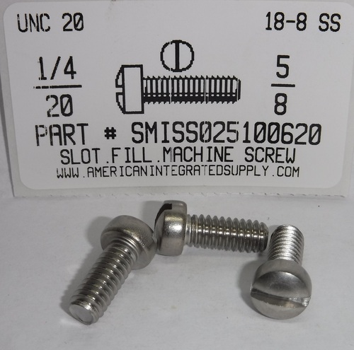 1/4-20X5/8 FILLISTER HEAD SLOTTED SCREW 18-8 STAINLESS STEEL