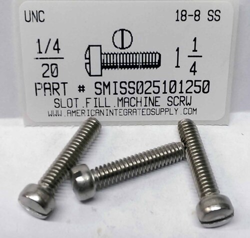 1/4-20X1-1/4 FILLISTER HEAD SLOTTED MACHINE SCREW 18-8 STAINLESS STEEL