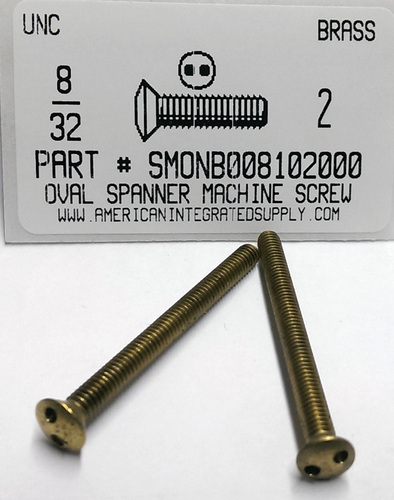 #8-32X2 OVAL HEAD SPANNER DRIVE MACHINE SCREW BRASS