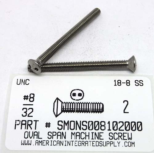 #8-32X2 OVAL HEAD SPANNER DRIVE MACHINE SCREW 18-8 STAINLESS STEEL