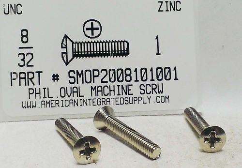 #8-32X1 OVAL HEAD PHILLIPS MACHINE SCREW STEEL ZINC PLATED