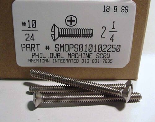 #10-24X2-1/4 OVAL HEAD PHILLIPS MACHINE SCREW 18-8 STAINLESS STEEL