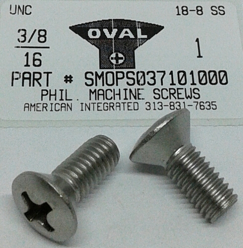 3/8-16X1 OVAL HEAD PHILLIPS MACHINE SCREW 18-8 STAINLESS STEEL