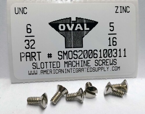 #6-32X5/16 OVAL HEAD SLOTTED MACHINE SCREW STEEL ZINC PLATED