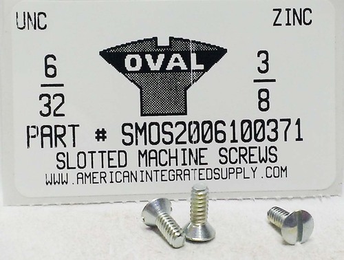 #6-32X3/8 OVAL HEAD SLOTTED MACHINE SCREW STEEL ZINC PLATED