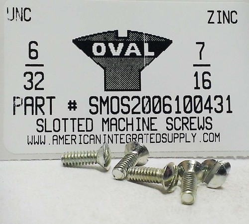 #6-32X7/16 OVAL HEAD SLOTTED MACHINE SCREW STEEL ZINC PLATED (DISCONTINUED)