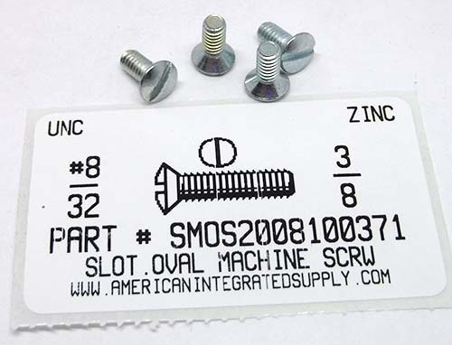 #8-32X3/8 OVAL HEAD SLOTTED MACHINE SCREW STEEL ZINC PLATED