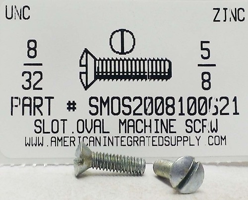 #8-32X5/8 OVAL HEAD SLOTTED MACHINE SCREW STEEL ZINC PLATED