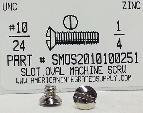 #10-24X1/4 OVAL HEAD SLOTTED UNDERCUT MACHINE SCREW STEEL ZINC PLATED