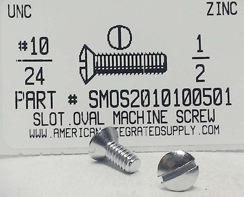 #10-24X1/2 OVAL HEAD SLOTTED MACHINE SCREW STEEL ZINC PLATED (DISCONTINUED)