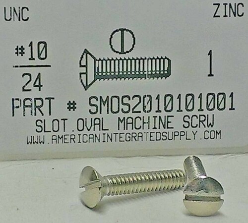 #10-24X1 OVAL HEAD SLOTTED MACHINE SCREW STEEL ZINC PLATED (DISCONTINUED)