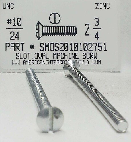 #10-24X2-3/4 OVAL HEAD SLOTTED MACHINE SCREW STEEL ZINC PLATED (DISCONTINUED)