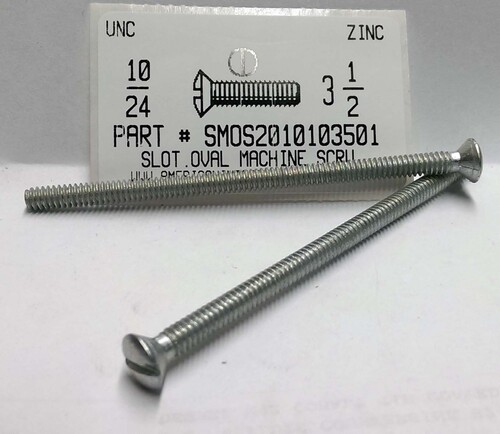 #10-24X3-1/2 OVAL HEAD SLOTTED MACHINE SCREW STEEL ZINC PLATED