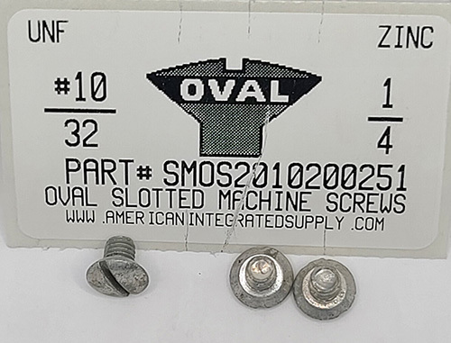 #10-32X1/4 OVAL HEAD SLOTTED UNDERCUT MACHINE SCREW STEEL ZINC PLATED