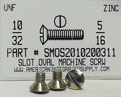 #10-32X5/16 OVAL HEAD SLOTTED MACHINE SCREW STEEL ZINC PLATED