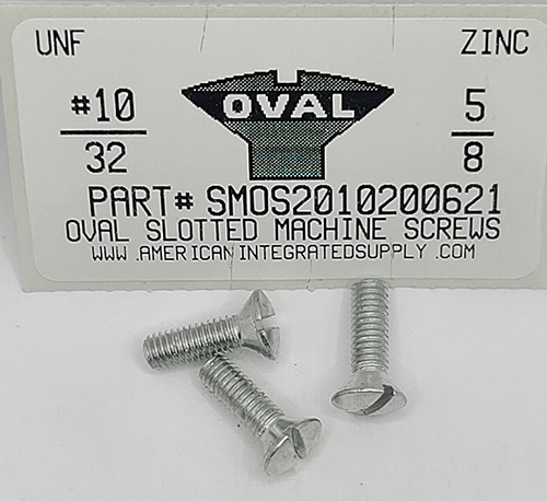 #10-32X5/8 OVAL HEAD SLOTTED MACHINE SCREW STEEL ZINC PLATED