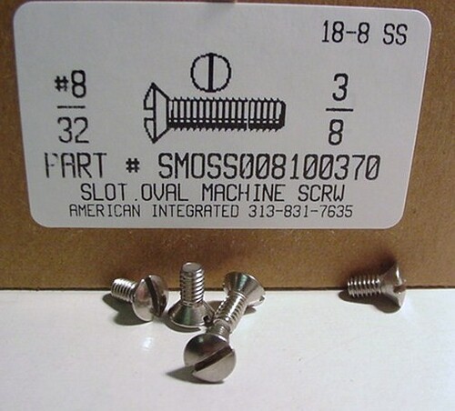 #8-32X3/8 OVAL HEAD SLOTTED MACHINE SCREW 18-8 STAINLESS STEEL