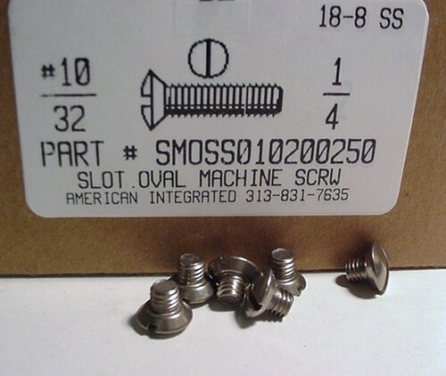 #10-32X1/4 OVAL HEAD SLOTTED UNDERCUT MACHINE SCREW 18-8 STAINLESS STEEL