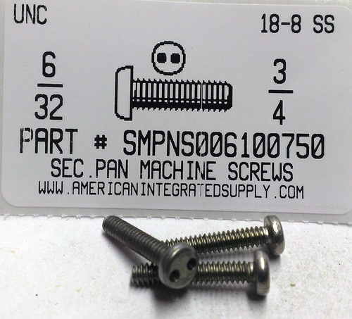 #6-32X3/4 PAN HEAD SPANNER DRIVE MACHINE SCREW 18-8 STAINLESS STEEL