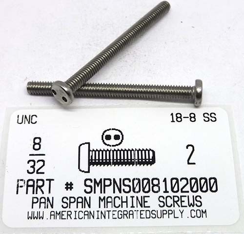 #8-32X2 PAN HEAD SPANNER DRIVE MACHINE SCREW 18-8 STAINLESS STEEL