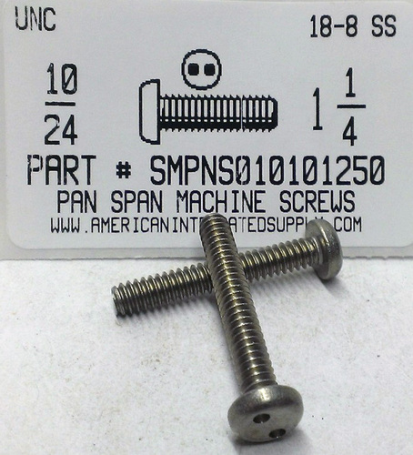 #10-24X1-1/4 PAN HEAD SPANNER DRIVE MACHINE SCREW 18-8 STAINLESS STEEL