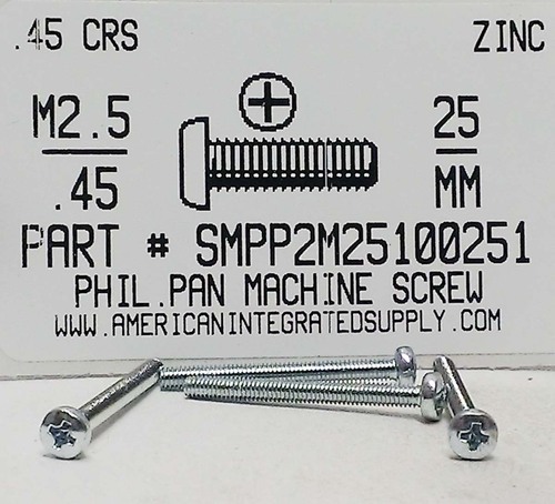 M2.5-.45X25mm PAN HEAD PHILLIPS MS STEEL ZINC D7985