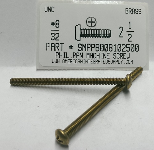 #8-32X2-1/2 PAN HEAD PHILLIPS MACHINE SCREW BRASS