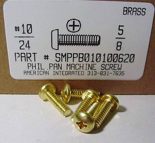 10-24X5/8 PAN HEAD PHILLIPS MACHINE SCREW BRASS