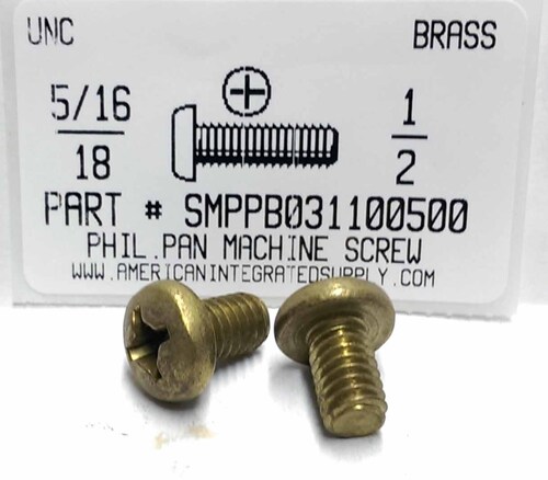 5/16-18X1/2 PAN HEAD PHILLIPS MACHINE SCREW BRASS