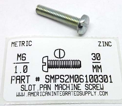 M6-1.00X30MM PAN HEAD SLOTTED MACHINE SCREW STEEL ZINC PLATED D85