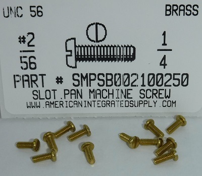 #2-56X1/4 PAN HEAD SLOTTED MACHINE SCREW BRASS