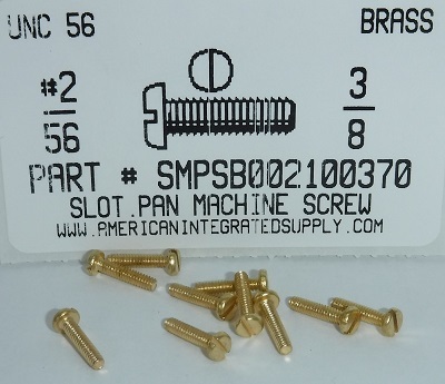 #2-56X3/8 PAN HEAD SLOTTED MACHINE SCREW BRASS