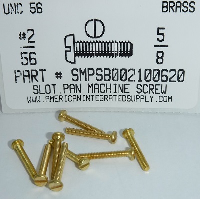 #2-56X5/8 PAN HEAD SLOTTED MACHINE SCREW BRASS