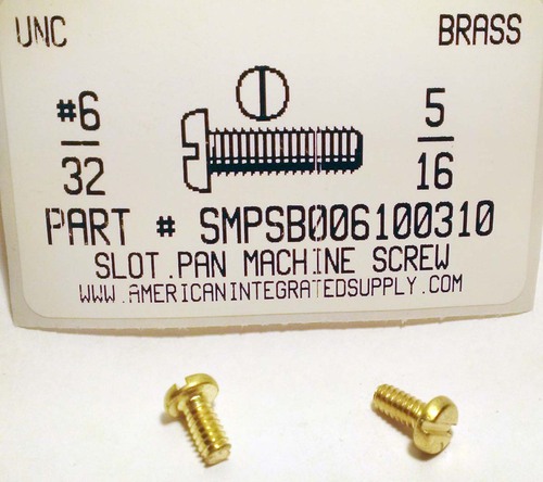 #6-32X5/16 PAN HEAD SLOTTED MACHINE SCREW BRASS