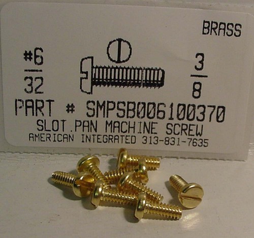 #6-32X3/8 PAN HEAD SLOTTED MACHINE SCREW BRASS