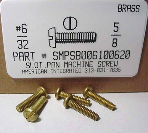 #6-32X5/8 PAN HEAD SLOTTED MACHINE SCREW BRASS