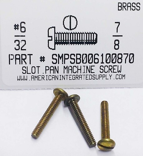 #6-32X7/8 PAN HEAD SLOTTED MACHINE SCREW BRASS