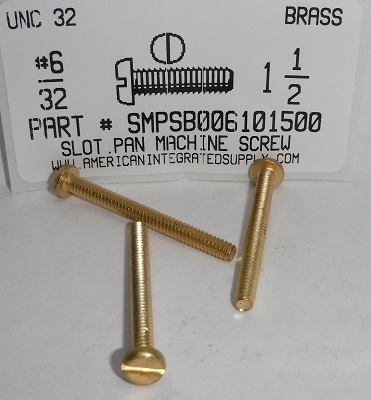 #6-32X1-1/2 PAN HEAD SLOTTED MACHINE SCREW BRASS