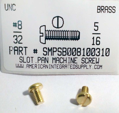 #8-32X5/16 PAN HEAD SLOTTED MACHINE SCREW BRASS