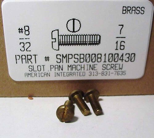 #8-32X7/16 PAN HEAD SLOTTED MACHINE SCREW BRASS