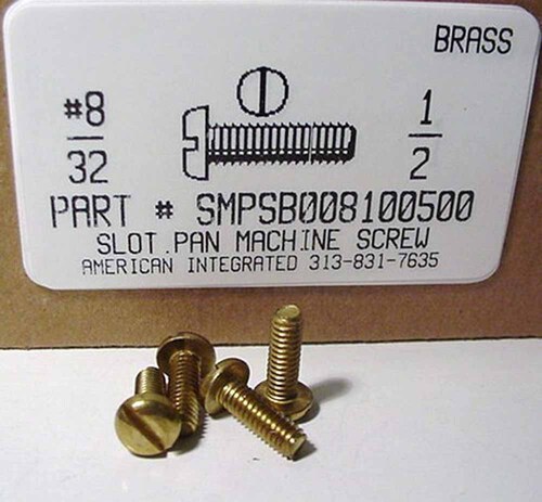 #8-32X1/2 PAN HEAD SLOTTED MACHINE SCREW BRASS