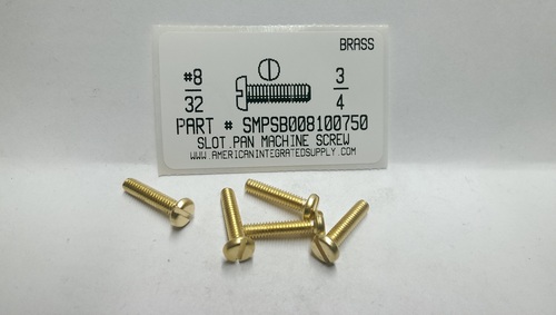 #8-32X3/4 PAN HEAD SLOTTED MACHINE SCREW BRASS