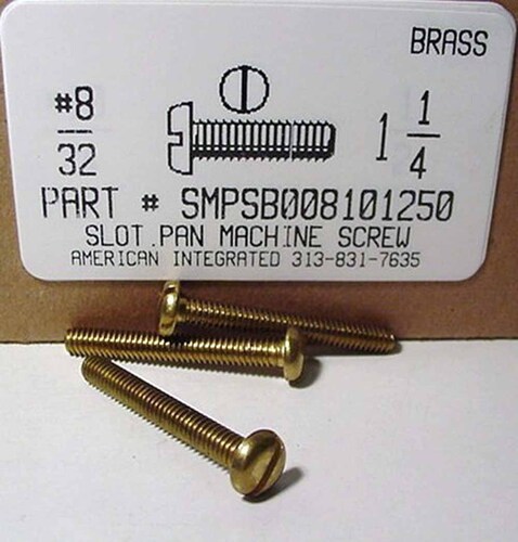 #8-32X1-1/4 PAN HEAD SLOTTED MACHINE SCREW BRASS