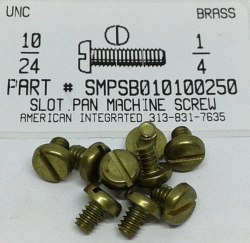 #10-24X1/4 PAN HEAD SLOTTED MACHINE SCREW BRASS