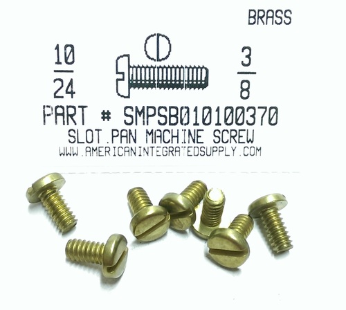 #10-24X3/8 PAN HEAD SLOTTED MACHINE SCREW BRASS