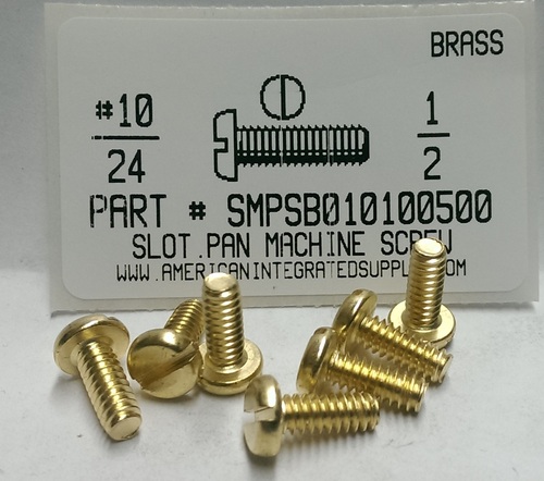 #10-24X1/2 PAN HEAD SLOTTED MACHINE SCREW BRASS