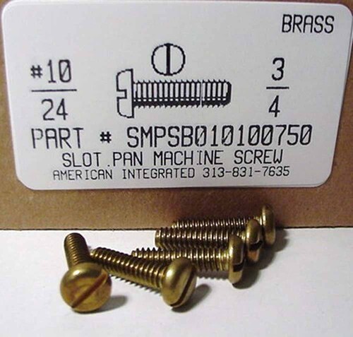 #10-24X3/4 PAN HEAD SLOTTED MACHINE SCREW BRASS