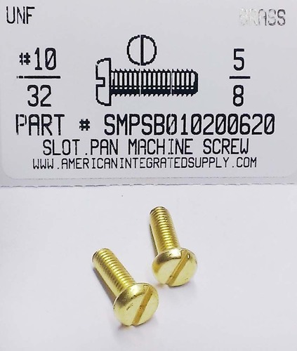 #10-32X5/8 PAN HEAD SLOTTED MACHINE SCREW BRASS