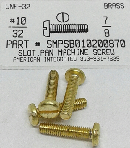 #10-32X7/8 PAN HEAD SLOTTED MACHINE SCREW BRASS